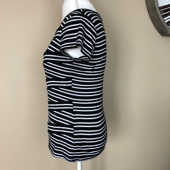 WHBM Black and White Striped Layered Top - Picture 4 of 6